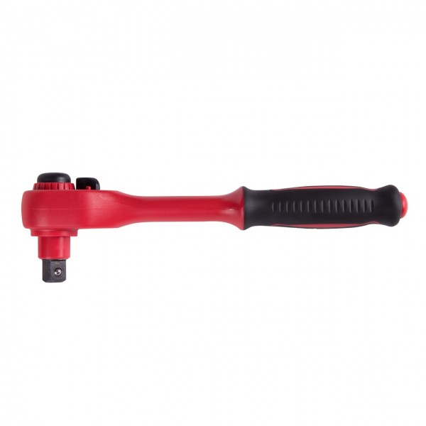 Трещотка диэлектрическая 1/4, 150 мм, 24 зубца, флажковая с кнопкой, фиксатор KING TONY 2771VE-55