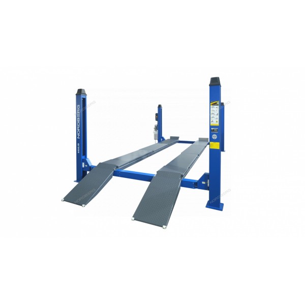 Подъемник четырехстоечный 5 т, без траверсы, для сход-развала, электростопоры, синий NORDBERG 4450J_EB