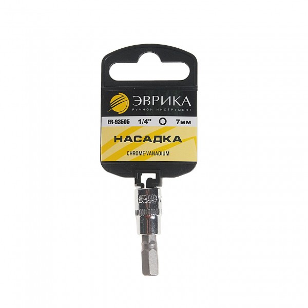 Насадка  1/4" DR 6-гранная 7мм (с держателем) ЭВРИКА 1/240 ER-93505H