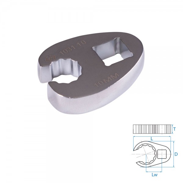 Ключ разрезной (воронья лапка) 10 мм, 3/8 KING TONY 1031-10R