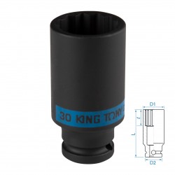 Головка торцевая ударная глубокая двенадцатигранная 1/2, 30 мм KING TONY 443030M