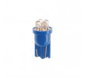Автолампа T10W (W2,1x9,5d) 4 LED BLUE 10лм   12V MEGAPOWER /10 /100