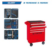 Набор инструментов 152 предмета, GLORY, в красной тележке KING TONY 932-152MRV