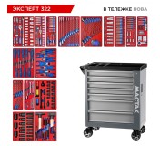 Набор инструментов 323 предмета, ЭКСПЕРТ 322, в серой тележке МАСТАК 50-07322G