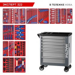 Набор инструментов 323 предмета, ЭКСПЕРТ 322, в серой тележке МАСТАК 50-07322G
