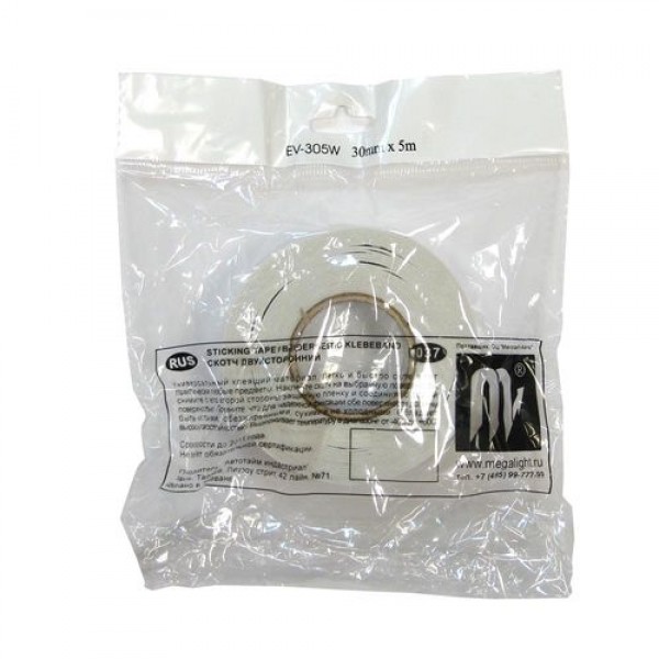 Скотч двухсторонний EV-305 WHITE 30мм х 5м (белый) MEGAPOWER /1/120 EV-305W