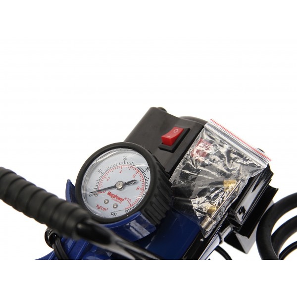 Компрессор  поршневой 150PSI (35л/мин, 14А) с фонарем, в кейсе 12V MEGAPOWER /1/8 M-88012