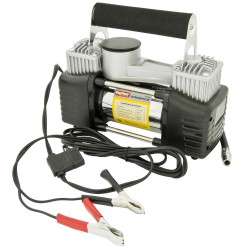 Компрессор M-55010 поршневой двухцилиндровый сверхмощный 150PSI (60л/мин, 50А) с дефлятором 12V MEGAPOWER /1/4