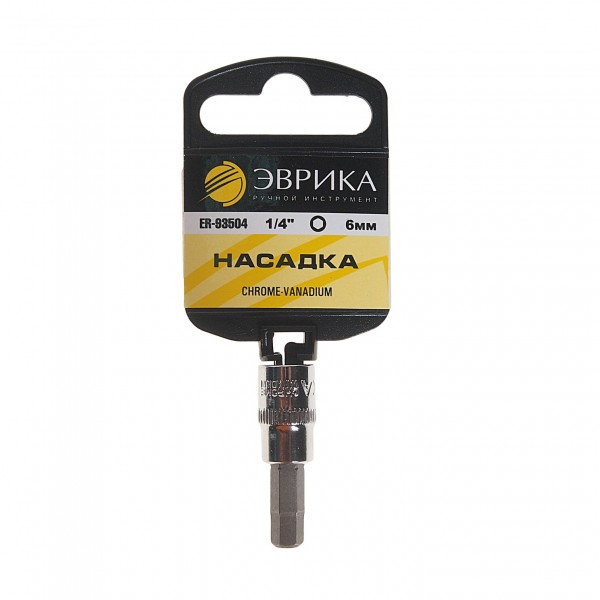 Насадка  1/4" DR 6-гранная 6мм (с держателем) ЭВРИКА 1/240 ER-93504H