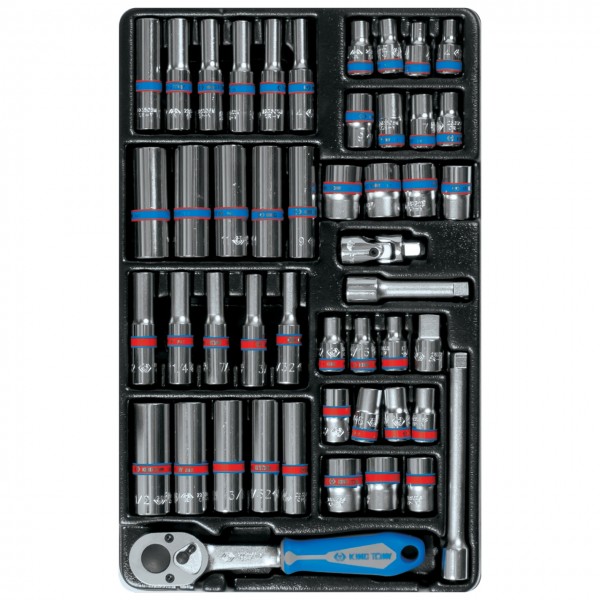 Набор торцевых головок 1/4 с принадлежностями, ложемент, 48 предметов KING TONY 9-2548CR