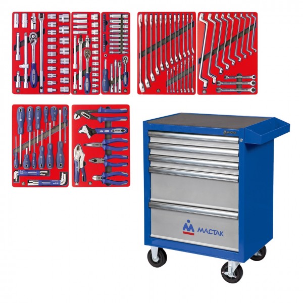 Набор инструментов СТАРТ в синей тележке, 161 предмет МАСТАК 52-05161B