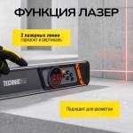 Уровень-угломер электронный с лазером и магнитами TECHNICOM , 2 дисплея, боковой и верхний, автокалибровка, автоотключение, 40 см TC-LA907