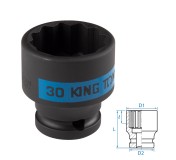 Головка торцевая ударная двенадцатигранная 1/2, 30 мм KING TONY 453030M