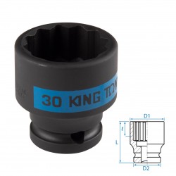 Головка торцевая ударная двенадцатигранная 1/2, 30 мм KING TONY 453030M