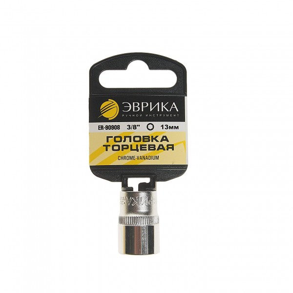 Головка торцевая 13мм 3/8" 6-гранная L=30мм (с держателем) ЭВРИКА  1/360 ER-90908H