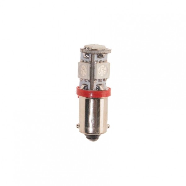 Автолампа T4W (BA9s) 5 SMD 5050 RED 40лм 12V MEGAPOWER /10 /100 OLD M-90125R