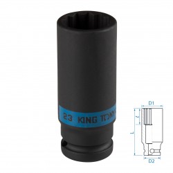 Головка торцевая ударная глубокая двенадцатигранная 1/2, 23 мм KING TONY 443023M