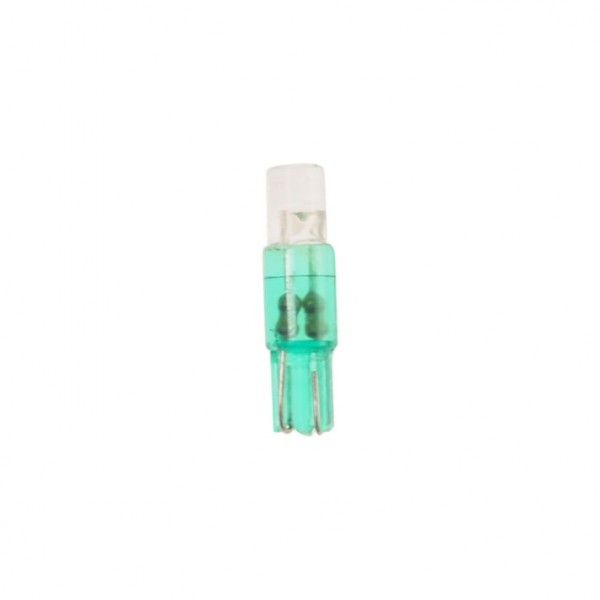 Автолампа T5 (W2*4.6d) 1 LED FLAT GREEN 5лм   12V MEGAPOWER /10 /100 M-50112G