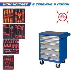 Набор инструментов HIGH VOLTAGE в синей тележке, 117 предметов KING TONY 934-117AMBE