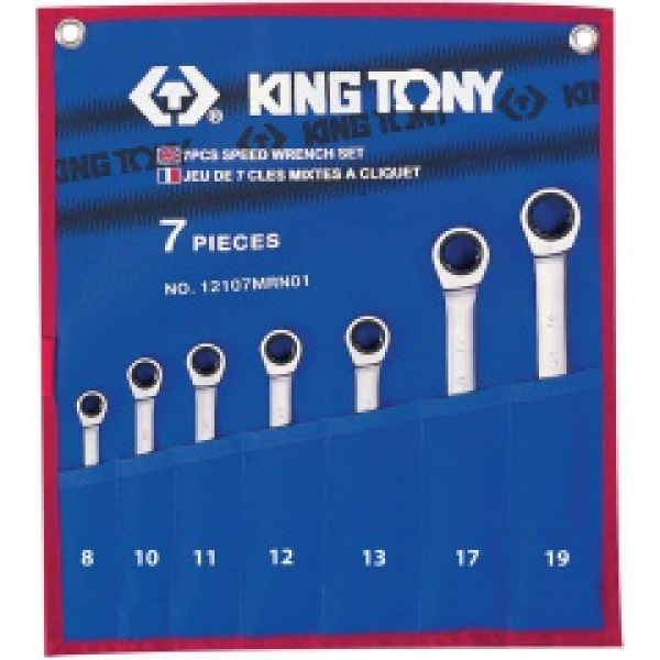 Набор комбинированных трещоточных ключей, 7 предметов king tony 12107mrn01