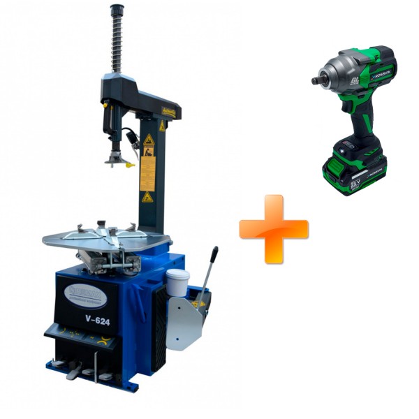 Комплект: Станок шиномонтажный + Гайковерт аккумуляторный V-624 380/2sp+RIW-1000/1