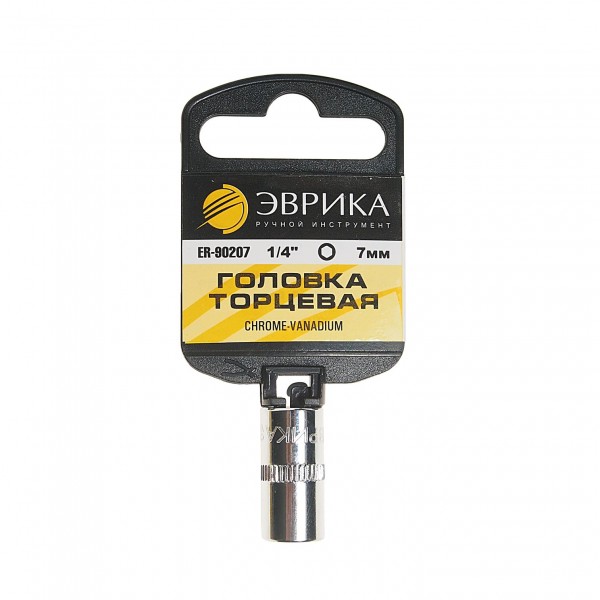 Головка торцевая  7мм 1/4" 6-гранная L=30мм (с держателем) ЭВРИКА  1/384 ER-90207H