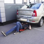 Лежак ремонтный подкатной, пластиковый, красный WDK-84068R