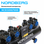 Компрессор безмасляный 380 В, ресивер 200 л, 1000 л/мин NORDBERG NCEO200/1000