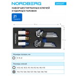 Набор шестигранных ключей и ударных головок в ложементе, 21 предмет NORDBERG 241021T