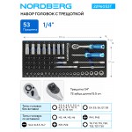 Набор головок с трещоткой в ложементе, 1/4, 53 предмета NORDBERG 2296053T