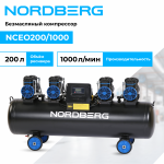 Компрессор безмасляный 380 В, ресивер 200 л, 1000 л/мин NORDBERG NCEO200/1000