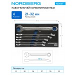 Набор ключей комбинированных в ложементе, 6 предметов для тележки NORDBERG 10206T