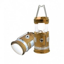 F-RF-D017(gold) Forsage Фонарь трансформер  светодиодный аккумуляторный Gold (1 LED+6 LED, зарядка 220V + солнечная батарея)