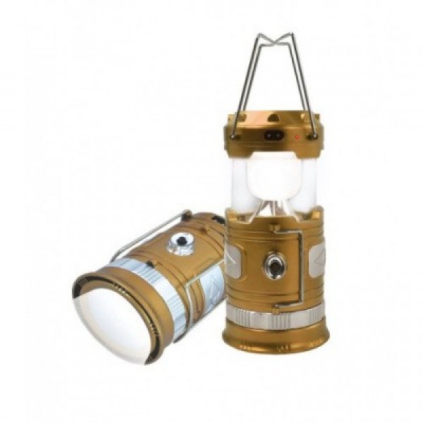 Forsage Фонарь трансформер  светодиодный аккумуляторный Gold (1 LED+6 LED, зарядка 220V + солнечная батарея) F-RF-D017(gold)