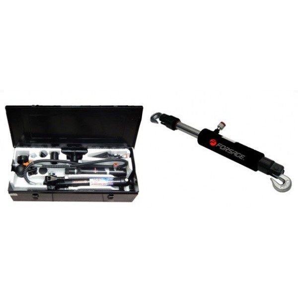 Набор гидравлического оборудования для кузовных работ 10т + цилиндр обратного действия, в метал. кейсе F71001