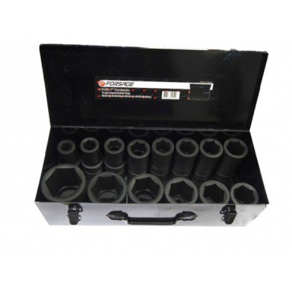 Forsage  1" Набор головок ударных глубоких 14пр. (22,24,27,30,32,33,34,36,38,41,46,50,55,60) в метал.кейсе F-8152MPB