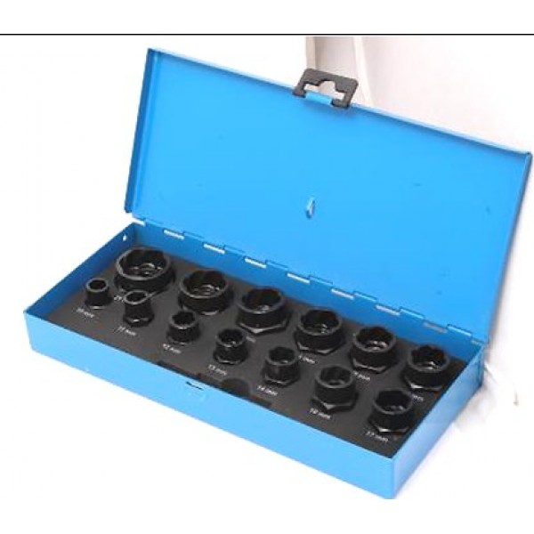 Forsage Набор головок-экстракторов для поврежденных болтов/гаек,14пр. 3/8" 1/2" (10-14, 16-19, 21, 22, 24, 27мм) в кейсе F-914U3