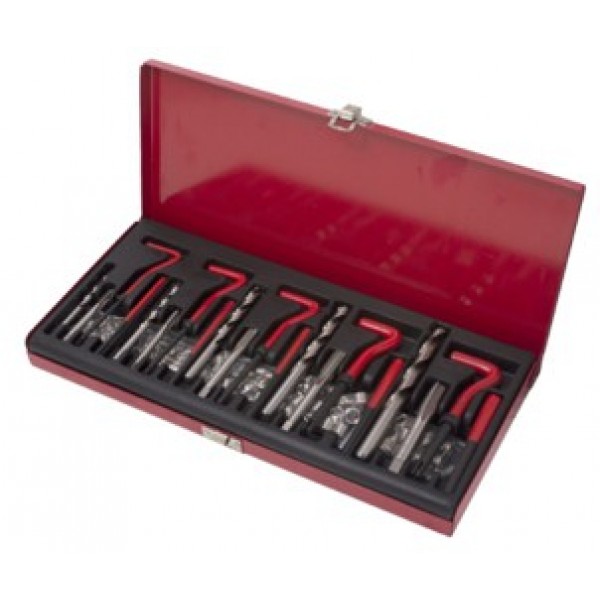 Forsage Набор приспособлений и футорок для восстановления (М5х0.8, М6х1, М8х1.25, М10х1.5, М12х1.75) 131пр., в металлическом кейсе F-04J1050