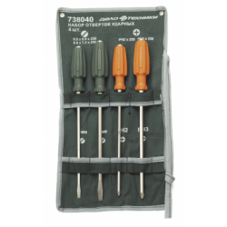 Набор отверток усиленных 250 мм 4 предм. (Шлиц 6х0,9 мм;8х1,2 мм;PH2;PH3) ДЕЛО ТЕХНИКИ 738040
