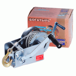 Лебедка шестеренчатая 1200 кгс.(сталь.трос 10м) (АвтоDело) 43620