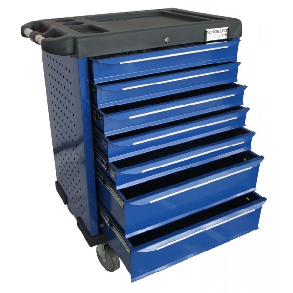 Тележка для инструмента Forsage   7-ми полочная (синяя)(с пластиковой защитой корпуса+боковые перфорации) 50007B