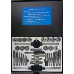 F-M033-3 Forsage Набор метчиков и плашек 33пр. (метрич + дюйм) в метал.кейсе