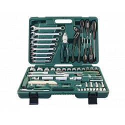 S04H52477S Универсальный набор торцевых головок 1/4"DR 4-13 мм и  1/2"DR 12-32 мм, комбинированных ключей 8-19 мм и отверток, 77 предметов