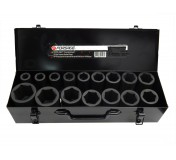 Forsage F-6162MPB 3/4" Набор головок ударных глубоких 16пр.(6-гр.) (17,19,21,22,24,27,30,32,33,34,35,36,38,41,46,50мм) в метал.кейсе