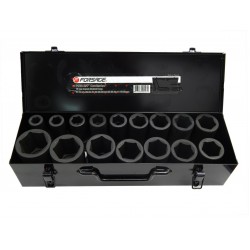 Forsage F-6162MPB 3/4" Набор головок ударных глубоких 16пр.(6-гр.) (17,19,21,22,24,27,30,32,33,34,35,36,38,41,46,50мм) в метал.кейсе