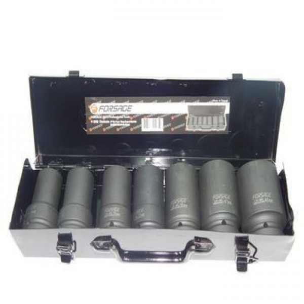 Forsage  1" Набор головок ударных глубоких 7пр.(6гр.)(24,27,30,32,36,41,46мм) в метал.кейсе F-8072MPB