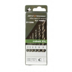 Набор сверл по металлу Р6М5К5, 6 шт (Ø 2,3,4,5,6,8 мм) ДЕЛО ТЕХНИКИ 211206