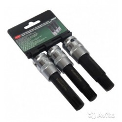 Набор головок-бит для колесных болтов BMW, 3пр.(L-100мм, 10,17,21гр.), на пластиковом держателе ROCK FORCE RF-403533 