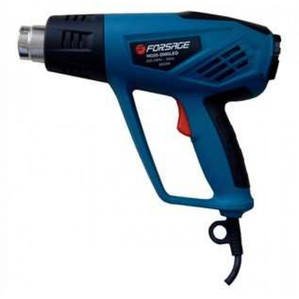 Фен промышленный электрический Forsage electro  с дисплеем и насадками (220В, 2000Вт, макс.темп-ра 600*С, 250-500л/мин) HG60-2000LCD