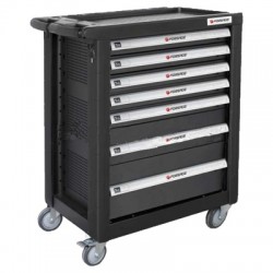 Тележка для инструмента Forsage 50007  7-ми полочная (черная)(с пластиковой защитой корпуса+боковые перфорации)